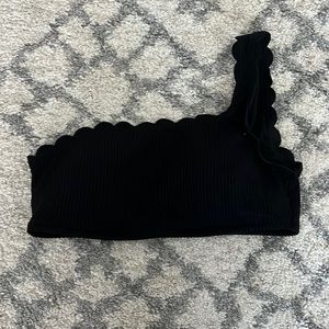 Aerie waffle scalloped one shoulder bikini top